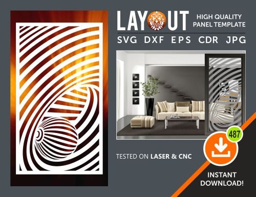 Optical Illusion Room Divider, Decorative Panel, Wall Hanging, Stencil, Laser, Cnc, Plasma, Cricut File Cdr, Svg, Dxf, Eps, Ai, Jpg