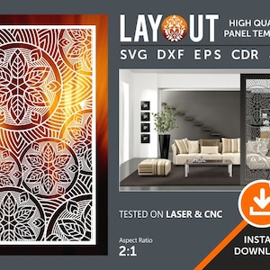Room Divider, Privacy Screen, Partitions, Decorative Panel, Wall Hanging, Stencil, Laser, Cnc, Plasma, Cricut, Cdr, Svg, Dxf, Eps, Ai, Jpg