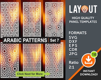 6 Arabic Room Divider,  Set # 7 Privacy Screen, Decorative Partitions, Laser, Cnc, Plasma, Cricut etc, CDR, Svg, Eps, Dxf, AI, Jpg