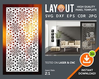 Diviseur de pièce, Panneau décoratif, Tentures murales, Écran d’intimité, Pochoir, Laser, Cnc, Plasma, Cricut File Cdr, Svg, Dxf, Eps, Ai, Jpg