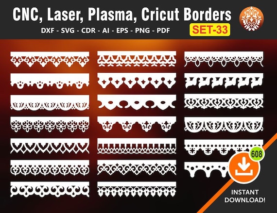 20 Seamless Border | Temple Border | Paper Cutting Border | Curtain Pelmets  | Files for Laser, Cnc, Plasma and Cricut
