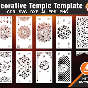10 Modello di tempio, Arazzo da parete, Partizioni, Schermo, Stencil, Laser, CNC, Plasma, Cricut File in vinile Cdr, Svg, Eps, Dxf, Ai, PNG