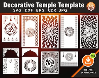 11 Temple Template, Wall Hanging, Partitions, screen, Stencil, Laser, CNC, Plasma, Cricut Vinyl File Cdr, Svg, Eps, Dxf, Ai, JPG