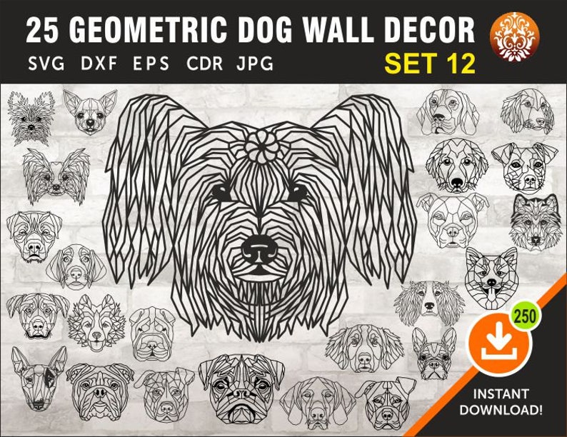 25 Dog Geometric Wall Decor Laser Plasma Cricut Template | Etsy
