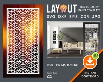 Séparateur de pièce, Portail, Grill, Accrochage mural, Écran de confidentialité, Pochoir, Laser, Cnc, Plasma, Cricut File Cdr, Svg, Dxf, Eps, Ai, Jpg