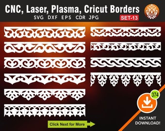 10 nahtlose Randdesigns | Wand dekor, Panel & Schablone | Rand | Divider | Trenner | Schneidedateien für Laser, Cnc, Plasma und Cricut