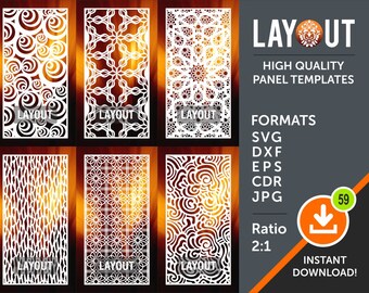 Partageur de chambre, écran de confidentialité, panneau décoratif, stencil, handing de mur, laser, Cnc, plasma, Fichiers de coupe cricut Cdr, Svg, Dxf, AI, Eps, Jpg