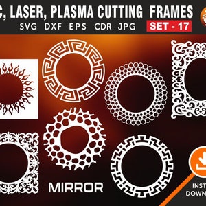 7 Mirror Frame, Set # 17 Photo Frame, Vintage Frames, wall hanging template, Wall Decor Decal, CNC, Laser, Plasma, Cricut Cutting