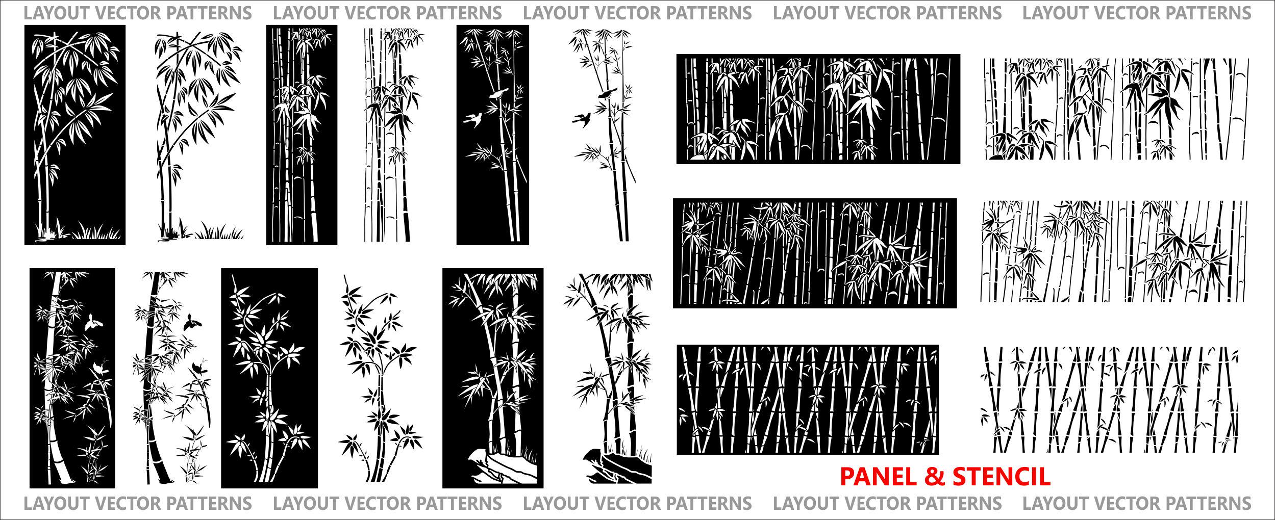 Tree Panel Pattern 20 Bamboo Tree Panels, Wall Panel Stencil, Room Decor, Tree Patterns ...