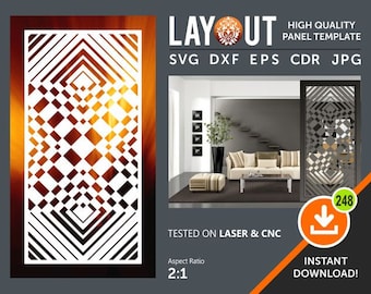 Diviseur de pièce, écran, pannel décoratif, tentature murale, CDR, Dxf, svg, eps, fichier de coupe jpg pour cnc, laser, plasma, cricut etc