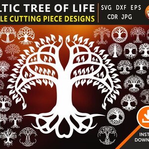 33 Tree of Life Single Cutting Piece Designs, celtic Wall Panel, Wall Hanging Laser, Plasma,  Cricut Cutting File Cdr, svg, AI, dxf, eps jpg