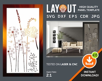 Leaf Panel Pattern, Decorative Room Divider, Wall Hanging, Screen Cnc, Laser, Plasma Cricut Cutting File cdr, svg, dxf, eps, jpg