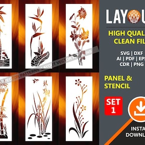 Blad, Boom, Bloem, Bloemen, Kruidenpaneel & Stencil | Set 1 | Room Divider, Scherm, Wanddecoratie, Laser, CNC, Plasma, Cricut, Snijbestand