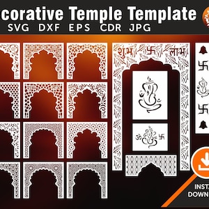 Temple Template, Wall Hanging, Arch, Partitions, screen, Stencil, Laser, CNC, Plasma, Cricut File Cdr, Svg, Eps, Dxf, Ai, JPG