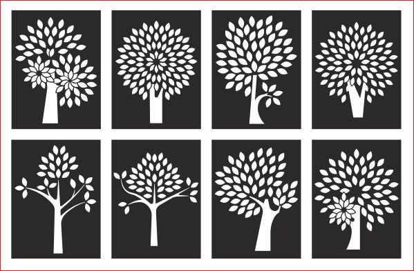 8 Tree Panel Stencil Wall Decal Patterns Laser CNC | Etsy