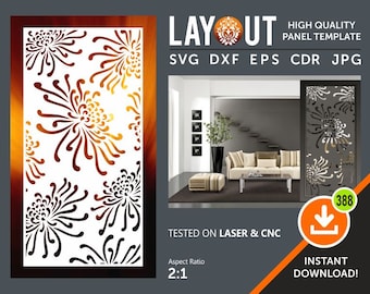 Flower Room Divider, Decorative Panel, Wall Hanging, Privacy Screen, Stencil, Laser, Cnc, Plasma, Cricut File Cdr, Svg, Dxf, Eps, Ai, Jpg
