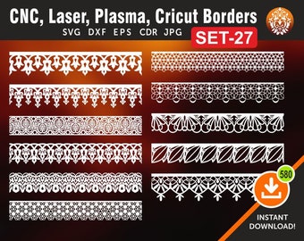 11 Border Designs, Lace Border, Arch Border, Cutting Files for Laser, Cnc, Plasma and Cricut