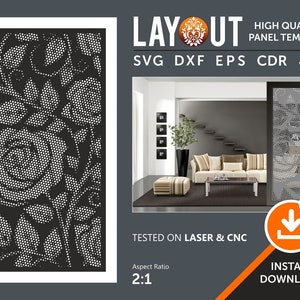 Lochmuster, Blume, Sichtschutz, Partitionen, Panel, Laser, Cnc, Plasma, Cricut, Cdr, Svg, Dxf, Eps, Ai, Jpg