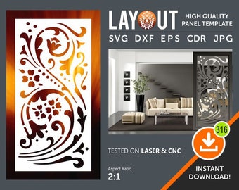 Room Divider, Decorative Panel, Wall Hanging, Privacy Screen, Stencil, Laser, Cnc, Plasma, Cricut File Cdr, Svg, Dxf, Eps, Ai, Jpg