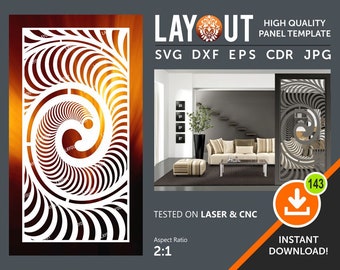 Divisor de sala de ilusão de ótica, painel decorativo, suspensão de parede, estêncil, laser, Cnc, Plasma, arquivo Cricut Cdr, Svg, Dxf, Eps, Ai, Jpg