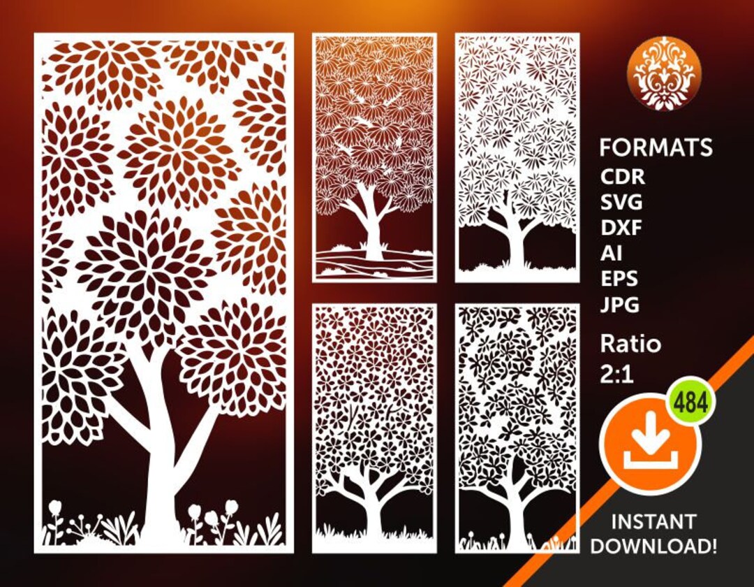 5 Tree Panels, Roon Divider, Wall Panels, Room Decor, Privacy Screen ...