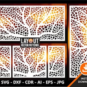 Tree Gate Grill Panel, Room Divider, Partition, Stencil, Panel Laser, CNC, Plasma, Cricut  | dxf, svg, cdr, eps, pdf, jpg, ai files