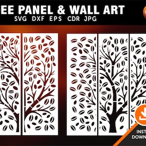 Tree Panels, Wall Panels, Room Decor, Tree Patterns, Laser, CNC, Plasma Cricut cutting files cdr, svg, dxf, AI, eps, jpg