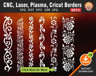 6 Border Designs | Lace Trim Borders | Boundary | Divider | Separator | Cutting Files for Laser, Cnc, Plasma and Cricut
