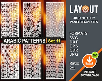 6 Arabic Room Divider, Set # 11 Privacy Screen, Muslim Pattern, Laser, Cnc, Plasma, Cricut etc, CDR, Svg, Eps, Dxf, AI, Jpg