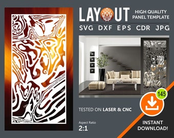 Abstract Room Divider, Privacy Screen, Decorative Panel, Wall Hanging, Stencil, Laser, Cnc, Plasma, Cricut, Cdr, Svg, Dxf, Eps, Ai, Jpg