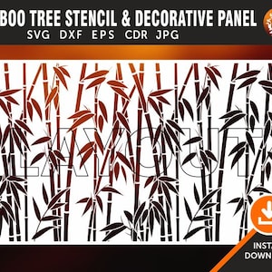 Bamboo Tree Panels, Wall Panel Stencil, Room Decor, Tree Patterns, Laser, CNC, plasma, cricut cdr, svg, dxf, eps, jpg files