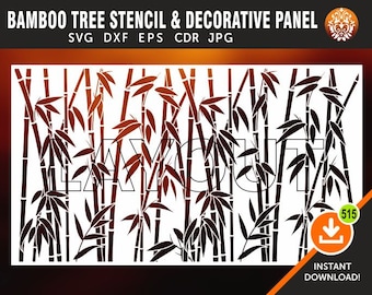 Bamboo Tree Panels, Wall Panel Stencil, Room Decor, Tree Patterns, Laser, CNC, plasma, cricut cdr, svg, dxf, eps, jpg files