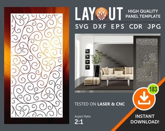 Room Divider, Privacy Screen, Engraving Decorative Panel, Wall Hanging, Laser, Cnc, Plasma, Cricut Files Cdr, Svg, Dxf, Ai, Eps, Jpg