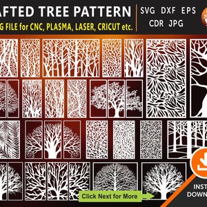 23 Tree Panels, Wall Panels, Room Decor, Tree Patterns, Laser, CNC, Plasma Cricut cutting files cdr, svg, dxf, AI, eps, jpg