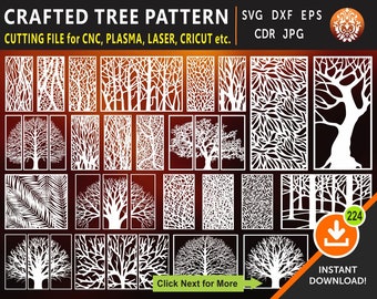 23 Tree Panels, Wall Panels, Room Decor, Tree Patterns, Laser, CNC, Plasma Cricut cutting files cdr, svg, dxf, AI, eps, jpg