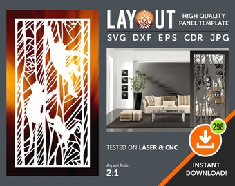 Room Divider Panel, Screen, Partitions, Wall Hanging, Laser, CNC, Plaxma, Cricut Cutting file cdr, svg, dxf, eps, jpg