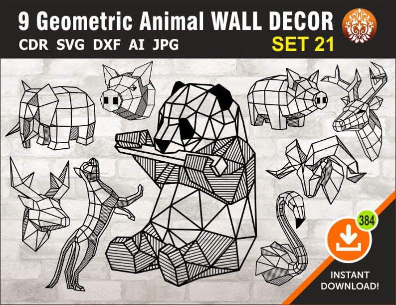 Download Sculpting Forming Geometric Animals Dxf Cnc Plasma Laser Svg Cricut Silhouette Cuttable Stencil Vector Clip Art Cut Pattern Vinyl Decor Wall Art Decoration Metalworking