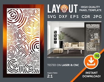 Divisore di camera, schermo privacy, partizioni, pannello decorativo, appeso a parete, Stencil, Laser, Cnc, Plasma, Cricut, Cdr, Svg, Dxf, Eps, Ai, Jpg