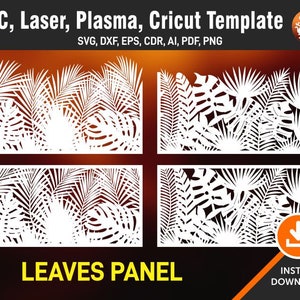 Leaf Panel, Door, Gate Panel Room Divider, Privacy Screen, Wall Decor, Laser, CNC, Plasma, Cricut, Cutting File