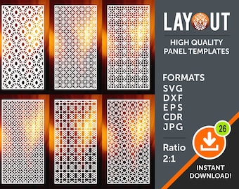 Chambre de panneau d’intercalaire, protection écran, panneau décoratif, mur remettant, Laser, Cnc, Plasma, Cricut coupe fichiers Cdr, Svg, Dxf, AI, Eps, Jpg