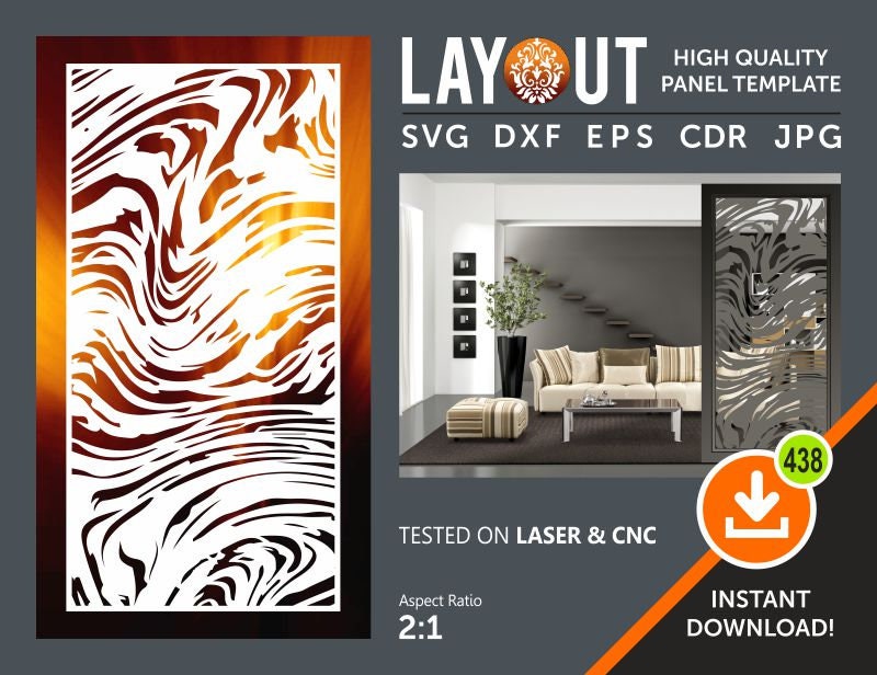 Abstract Room Divider Panel, Screen, Partitions, Wall Hanging, Laser, CNC, Plasma, Cricut Cutting file cdr, svg, dxf, eps, ai jpg