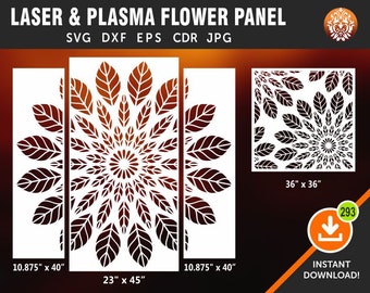 Pannello Mandala, schermo divisorio, decorazione murale, laser appeso a parete, CNC, Plasma Cricut Cutting File Cdr, svg, dxf, eps jpg