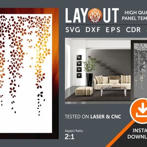 Patrón de panel de hojas, puerta, parrilla, puerta, divisor de habitaciones, colgante de pared, pantalla Cnc, láser, archivo de corte de corte de plasma cricut cdr, svg, dxf, eps, jpg