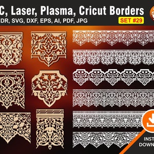6 Border Ornaments Designs, Gate Grill, Arch Border, Fence, Cutting Files for Laser, Cnc, Plasma and Cricut