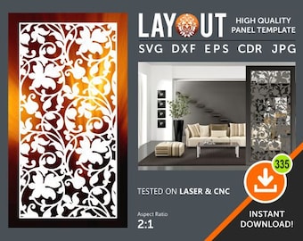 Floral Room Divider, Decorative Panel, Wall Hanging, Privacy Screen, Stencil, Laser, Cnc, Plasma, Cricut File Cdr, Svg, Dxf, Eps, Ai,