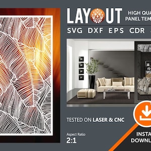 Bladpaneel patroon, decoratieve kamer divider, muur opknoping, Scherm Cnc, Laser, Plasma Cricut Cutting File cdr, svg, dxf, eps, jpg