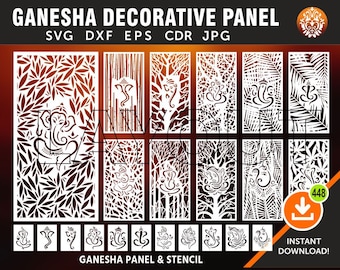 22 Pannello decorativo Ganesha Tempio, Appeso a parete, Divisore della stanza, schermo, Stencil, Laser, CNC, Plasma, Cricut File Cdr, Svg, Eps, Dxf, Ai, JPG