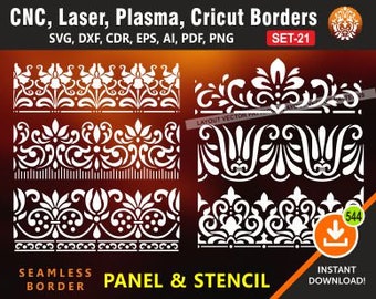 6 Greek Art Nouveau Borders | Lace Trim Borders | Stencil | Wall Stencil | Separator | Cutting Files for Laser, Cnc, Plasma and Cricut