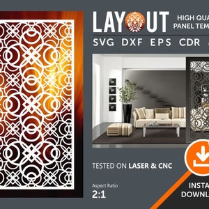Room Divider, Decorative Panel, Wall Hanging, Privacy Screen, Stencil, Laser, Cnc, Plasma, Cricut File Cdr, Svg, Dxf, Eps, Ai, Jpg