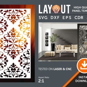 Room Divider Panel, Screen, Partitions, Wall Hanging, Laser, CNC, Plasma, Cricut Cutting file cdr, svg, dxf, eps, jpg